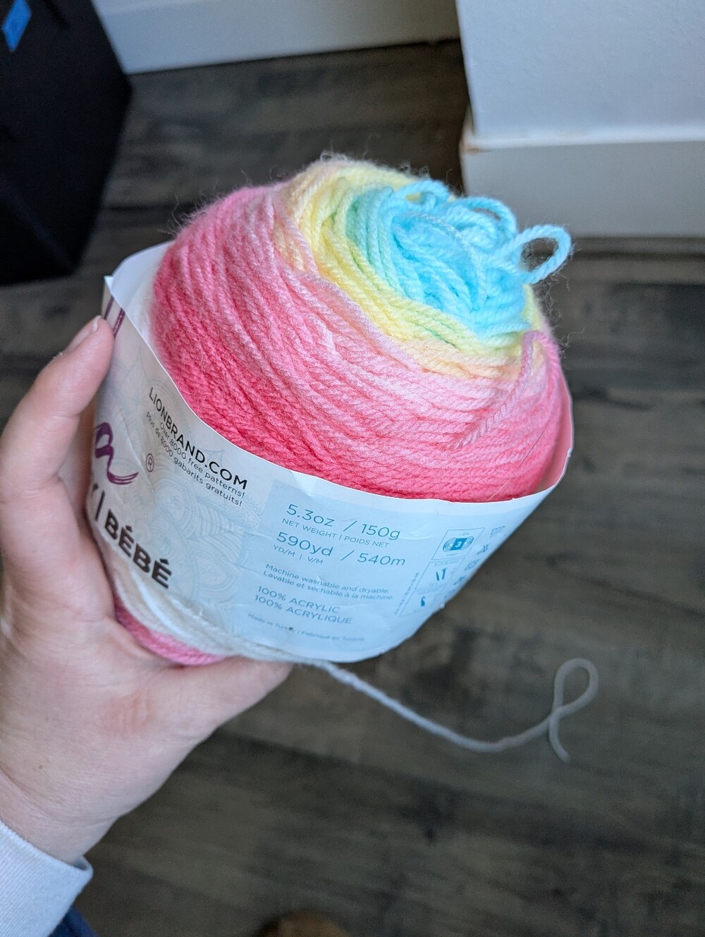 Lion Brand Mandala Baby Yarn Narnia 216R Pastel Rainbow Cake 590 Yds Dye Lot 022